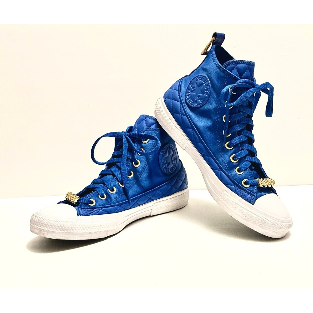 Converse Chuck Taylor All Star High Shine - Game Royal Sneakers Shoes Gold 8.5